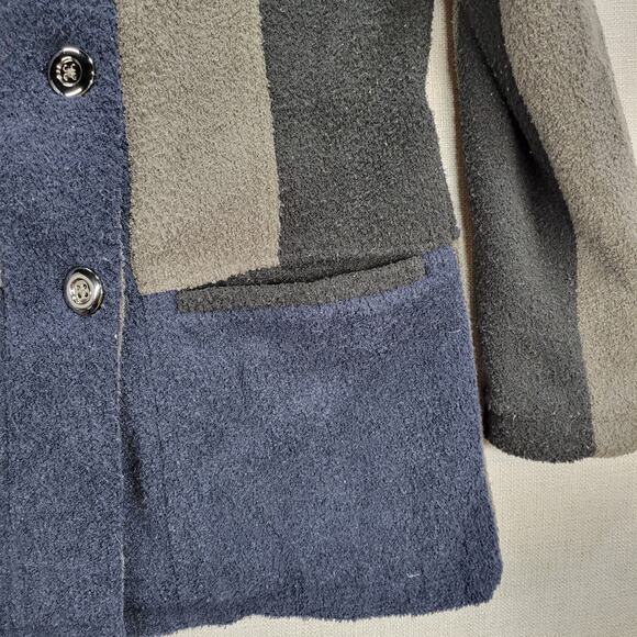 Weather‎ Tamer Women's Coat Jacket S Blue Gray Colorblock Fleece Lined Button - Picture 8 of 14